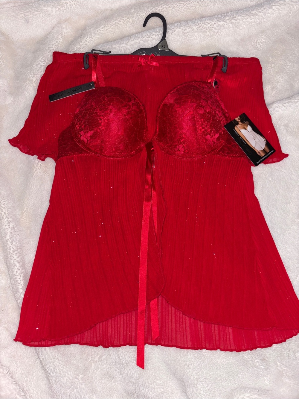 Women’s Red Lace & Sheer Chemise Nightwear